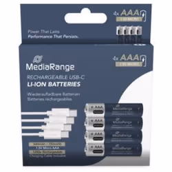 MediaRange MRBAT160, Batteria ricaricabile, Mini Stilo AAA, Ioni di Litio, 1,5 V, 4 pz, 500 mAh