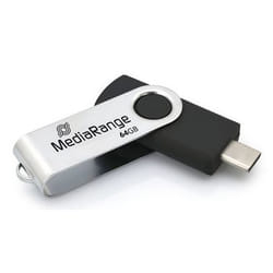 MediaRange MR1953 unità flash USB 64 GB USB tipo-C 3.2 Gen 1 (3.1 Gen 1) Nero, Argento