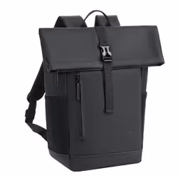 Rivacase Eden zaino Zaino roll top Nero Poliestere, PU pelle - Vista aggiuntiva 2