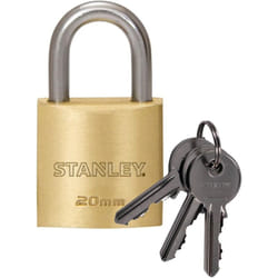 Stanley - Lucchetto Arco Standard in Acciaio Cementato Corpo Ottone 20 mm 3 Chiavi