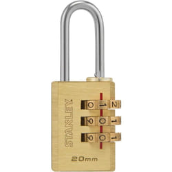 Stanley - Lucchetto a Combinazione Arco 20 mm a 3 Cifre Corpo Ottone per Armadietti