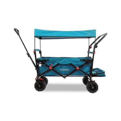 Fuxtec - Carrello da spiaggia pieghevole FX-CTB800 blu con tettuccio parasole protetto dai raggi uv, maniglia di spinta e prolungamento interno