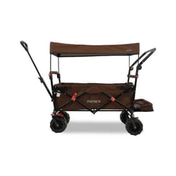 Fuxtec - Carrello da spiaggia pieghevole FX-CTB800 marrone con tettuccio parasole protetto dai raggi uv, maniglia di spinta e prolungamento interno