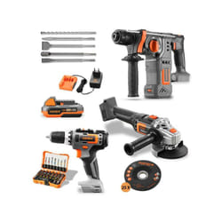 Fuxtec - set PowerTool a batteria con smerigliatrice angolare, avvitatore a batteria & trapano tassellatore 20V