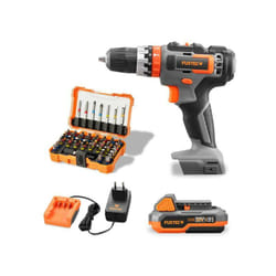 Fuxtec - Trapano a percussione a batteria E1SBS20 set incl. Batteria caricatore e set di punte