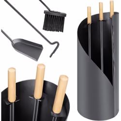 Accessori per camino KESSER, kit di 4 pezzi, robusto e durevole, incl. supporto, attizzatoio, paletta e scopino per camino, a ...