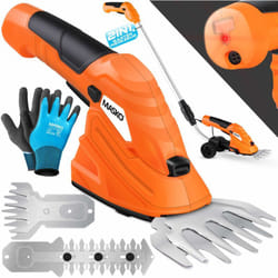Kesser - masko® Set di forbici per arbusti con batteria ricaricabile 7,2V 2000mA/h + caricabatterie + guanti forbici da giardino elettriche per
