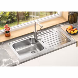 Respekta® Lavello in acciaio inox Riverside: Lavello in acciaio inox con 1 vasca e gocciolatoio Larghezza della zona gocciola ...