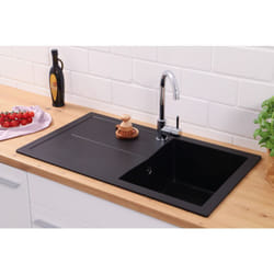 Lavello da cucina da incasso aspetto granito Mineralite 86 x 50 nero Respecta