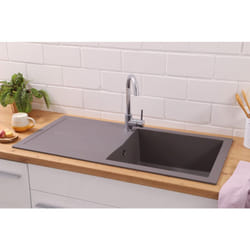 Lavello da cucina da incasso aspetto granito Mineralite 100 x 50 grigio Respekta Cleveland