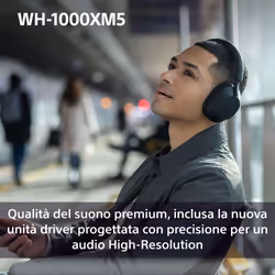 Sony WH-1000XM5 Cuffie wireless con Noise Cancelling, durata della batteria di 30 ore, Bluetooth, ottimizzate per Alexa e Google Assistant, IOS e Android con microfono integrato, Blu Notte - Vista aggiuntiva 4
