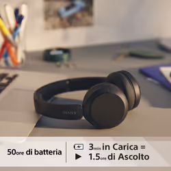 Sony Cuffie Bluetooth wireless WH-CH520 - Durata della batteria fino a 50 ore con ricarica rapida, stile on-ear - Nero - Vista aggiuntiva 6