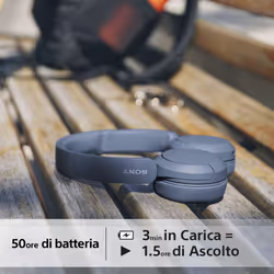 Sony Cuffie Bluetooth wireless WH-CH520 - Durata della batteria fino a 50 ore con ricarica rapida, stile on-ear - Blu - Vista aggiuntiva 6