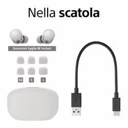 Sony WF-1000XM5 Cuffie Wireless con Noise Cancelling - Durata della batteria fino a 24 ore - Argento - Vista aggiuntiva 8