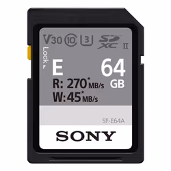 Sony SF-E64A, 64 GB, SDXC, Classe 10, 270 MB/s, 45 MB/s, Class 3 (U3)