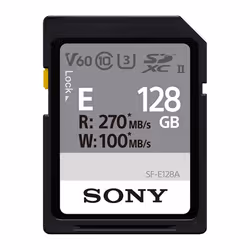 Sony SF-E128A, 128 GB, SDXC, Classe 10, 270 MB/s, 100 MB/s, Class 3 (U3)