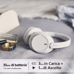 Sony WH-CH720N Cuffie Bluetooth wireless con cancellazione del rumore - Durata della batteria fino a 35 ore e ricarica rapida - Bianco - Vista aggiuntiva 6