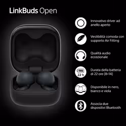 Sony LinkBuds Open – Auricolari Bluetooth True Wireless aperti - Suono trasparente, comfort per tutto il giorno 4,8 g, alta qualità del suono, IPX4, connessione Multipoint, batteria da 22 ore, iOS e Android – Black - Vista aggiuntiva 6