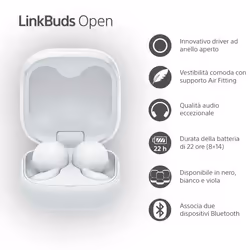 Sony LinkBuds Open – Auricolari Bluetooth True Wireless aperti - Suono trasparente, comfort per tutto il giorno 4,8 g, alta qualità del suono, IPX4, connessione Multipoint, batteria da 22 ore, iOS e Android – White - Vista aggiuntiva 5