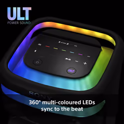 Sony ULT TOWER 10 - Altoparlante Bluetooth per feste con ULT POWER SOUND, bassi profondi e potenti, altoparlanti X-Balanced, illuminazione a LED a 360 gradi, funzioni per feste, microfono wireless, portatile, maniglia e ruote - Nero - Vista aggiuntiva 6