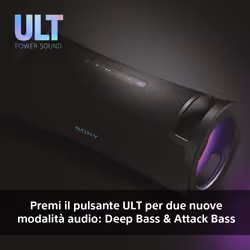 Sony ULT FIELD 7 - Speaker portatile wireless Bluetooth con ULT POWER SOUND, Ultimate Deep BASS, X Balanced Speaker, batteria da 30 ore, IP67, impermeabile, illuminazione a LED, microfono, ingresso per chitarra - Nero - Vista aggiuntiva 4