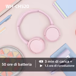 Sony WHCH520P.CE7 cuffia e auricolare Wireless A Padiglione Musica e Chiamate USB tipo-C Bluetooth Rosa - Vista aggiuntiva 8