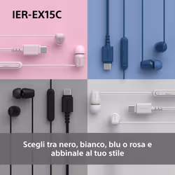 Sony IER-EX15C Auricolare Cablato In-ear Musica e Chiamate USB tipo-C Nero - Vista aggiuntiva 7