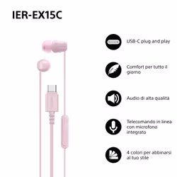 Sony IER-EX15C Auricolare Cablato In-ear Musica e Chiamate USB tipo-C Rosa - Vista aggiuntiva 2