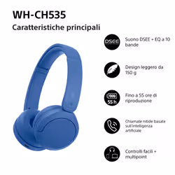 Sony WHCH535L.CE7 Auricolare Wireless A Padiglione Bluetooth Blu - Vista aggiuntiva 2