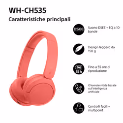 Sony WHCH535R.CE7 Auricolare Wireless A Padiglione Bluetooth Corallo - Vista aggiuntiva 2