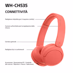 Sony WHCH535R.CE7 Auricolare Wireless A Padiglione Bluetooth Corallo - Vista aggiuntiva 8