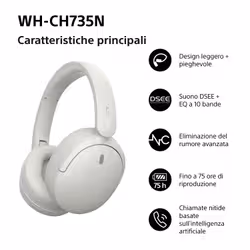 Sony WHCH735NW.CE7 Cuffie Bluetooth Bianco - Vista aggiuntiva 2