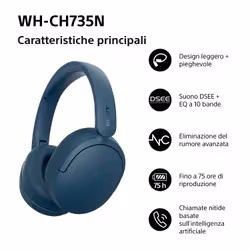 Sony WHCH735NL.CE7 Cuffie Bluetooth Blu - Vista aggiuntiva 2