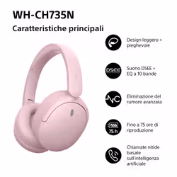 Sony WHCH735NP.CE7 Cuffie Bluetooth Rosa - Vista aggiuntiva 2