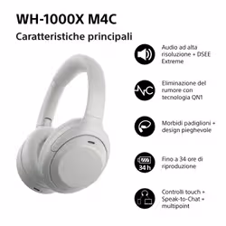 Sony WH1000XM4CS Cuffie Bluetooth Argento - Vista aggiuntiva 2