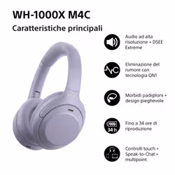 Sony WH-1000XM4CV Cuffie Bluetooth Lavanda - Vista aggiuntiva 2