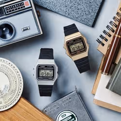 Casio Vintage F-91WM-9ADF orologio Orologio da polso Unisex Oro Nero, Marrone - Vista aggiuntiva 2