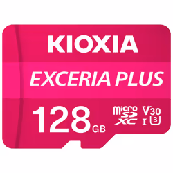 Kioxia Exceria Plus, 128 GB, MicroSDXC, Classe 10, UHS-I, 100 MB/s, 65 MB/s