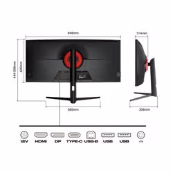 JAPANNEXT JN-5X40 Monitor PC 100,8 cm (39.7") 5120 x 2160 Pixel Wide Quad HD LCD Nero - Vista aggiuntiva 4