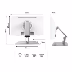 JAPANNEXT JN-IPS2152FHDR-C65W-FLD-T Monitor PC 54,6 cm (21.5") 1920 x 1080 Pixel Full HD LED Touch screen Grigio - Vista aggiuntiva 3