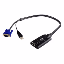 ATEN Adattatore KVM USB VGA con supporto video composito, USB, USB, VGA, Nero, Blu, Metallico, RJ-45, 1 x RJ-45