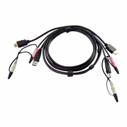 ATEN Cavo KVM USB HDMI con Audio – 1,8 m, 1,8 m, HDMI, Nero, HDMI, USB A, 2 x 3.5mm, HDMI, USB B, 2 x 3.5mm, Maschio