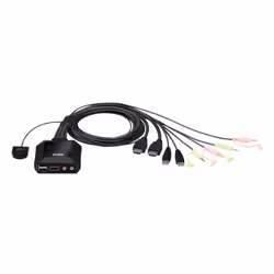 ATEN Switch KVM cablato USB 4K HDMI a 2 porte con selettore porta remota, 4096 x 2160 Pixel, 4K Ultra HD, 3,47 W, Nero