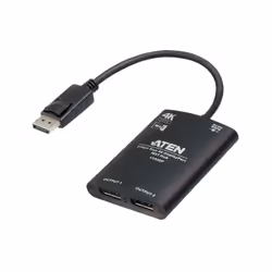 ATEN Hub True 4K DisplayPort MST a 2 porte, DisplayPort, 2x DisplayPort, 3840 x 2160 Pixel, Nero, Alluminio, 4K Ultra HD