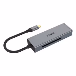 Akasa AK-CR-09BK lettore di schede USB 2.0 Type-C Grigio - Vista aggiuntiva 4