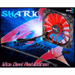 Aerocool Shark Fan Devil Red Edition 14cm Case per computer Ventilatore Nero, Rosso, Trasparente