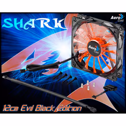 Aerocool Shark Fan Evil Black Edition 12cm Case per computer Ventilatore Nero, Arancione, Trasparente