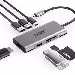 Acer GP.DCK11.00N replicatore di porte e docking station per laptop Cablato USB 3.2 Gen 1 (3.1 Gen 1) Type-C Argento - Vista aggiuntiva 4