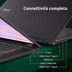 Acer Chromebook Plus 515 CB515-2H-34ZU Laptop con IA Google, 15.6" Full HD, Intel Core i3-1215U, 8 GB DDR5-SDRAM, 256 GB SSD,, ChromeOS, Grigio, con funzioni di intelligenza artificiale - Vista aggiuntiva 6