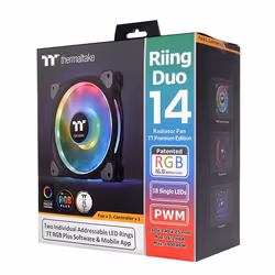 Thermaltake Riing Duo 14 LED RGB Premium Edition Case per computer Ventilatore Nero - Vista aggiuntiva 7